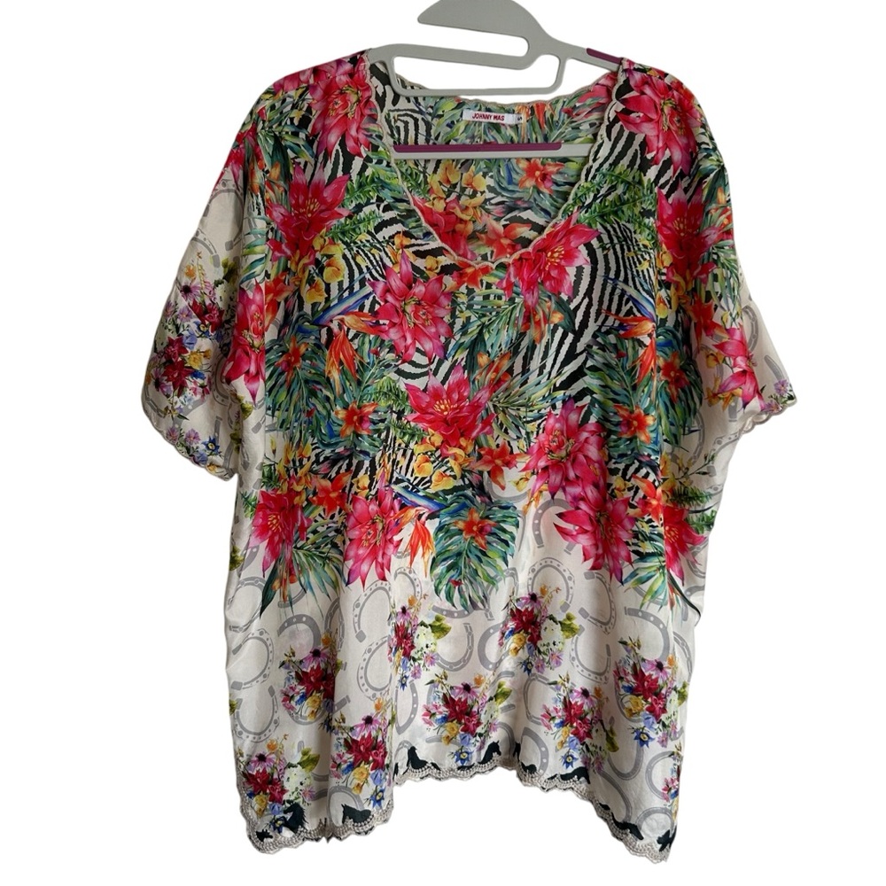 •Johnny Was Silk floral blouse Sz S Like New - Picture 2 of 12